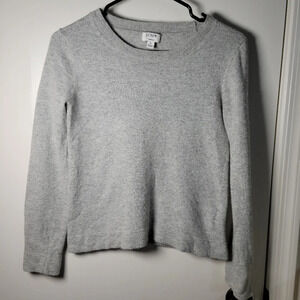 J Crew Gray Teddie Sweater Cotton-Wool Blend Long Sleeve Sweater Size Small
